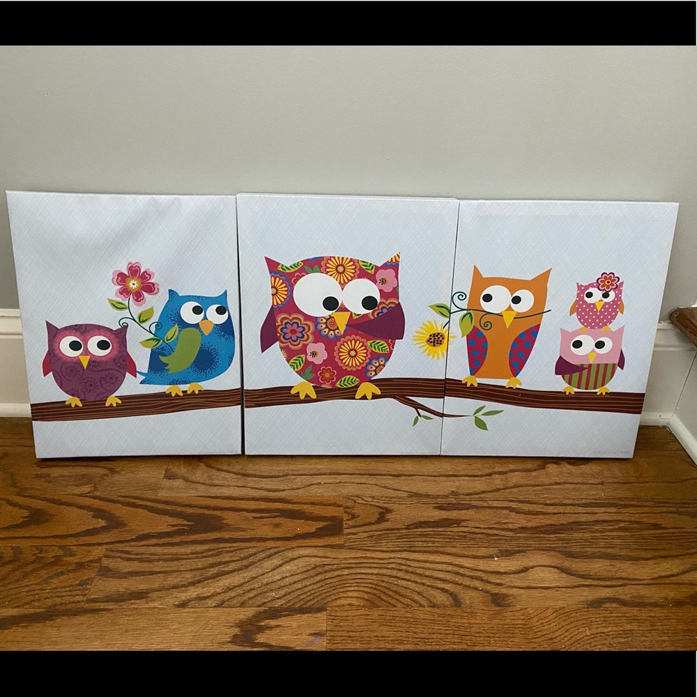 Owl Canvases set of 3